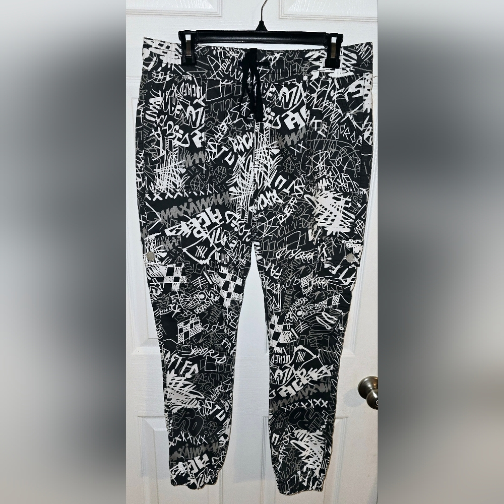 Black and White Cargo Style Jogger
